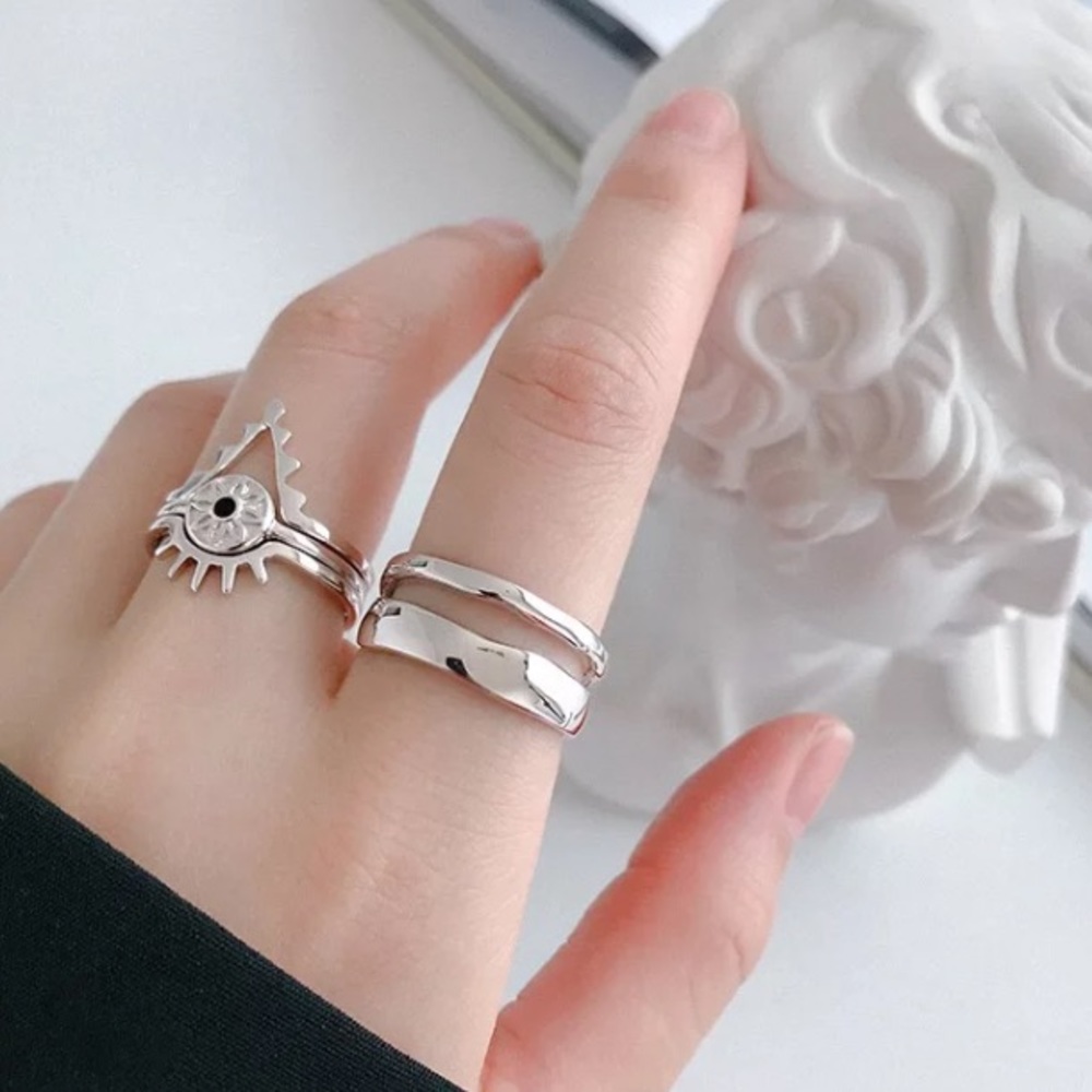 Sterling Silver Abstract Boho Adjustable Ring